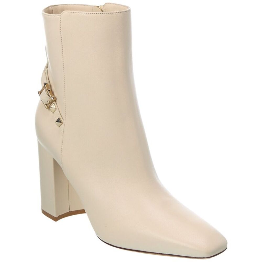 Valentino Rockstud 90 Leather Bootie, White